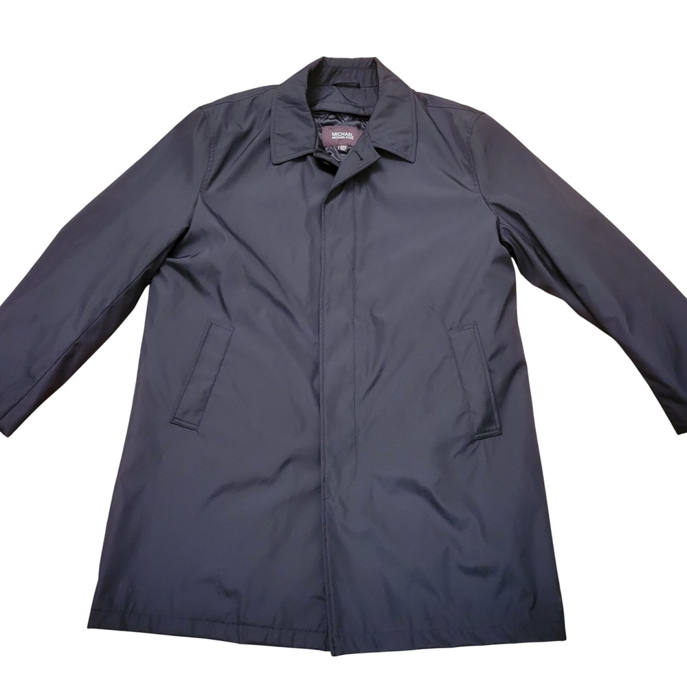 Michael Kors 46R Car Coat Black Zip Out Liner BYRON Raincoat Classic Luxury
